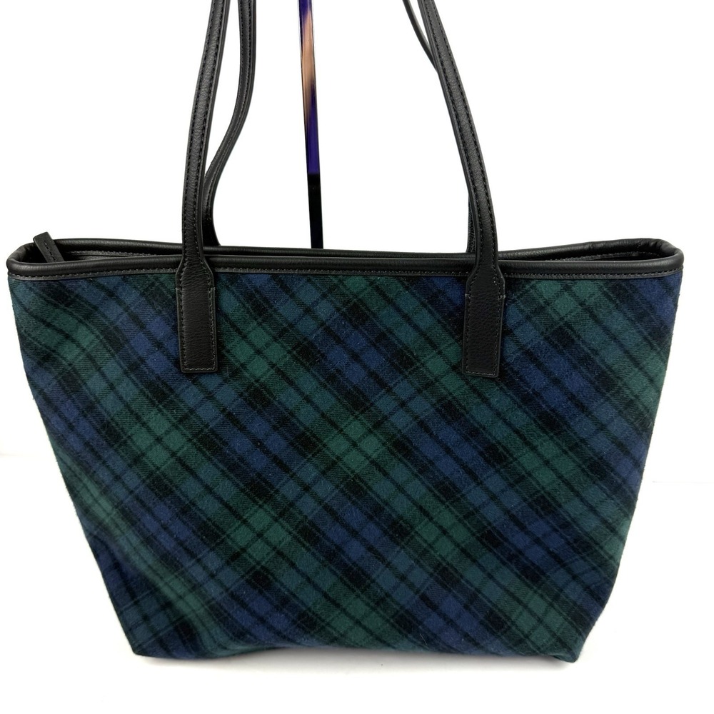 Talbots Tartan Plaid Tote Bag Blue Green Handbag Preppy Everyday Brand New - Picture 3 of 15
